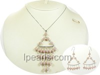 sterling silver purple Pearl pendant earrings set