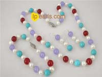 gemstone and freshwater pearl necklace jewelry set