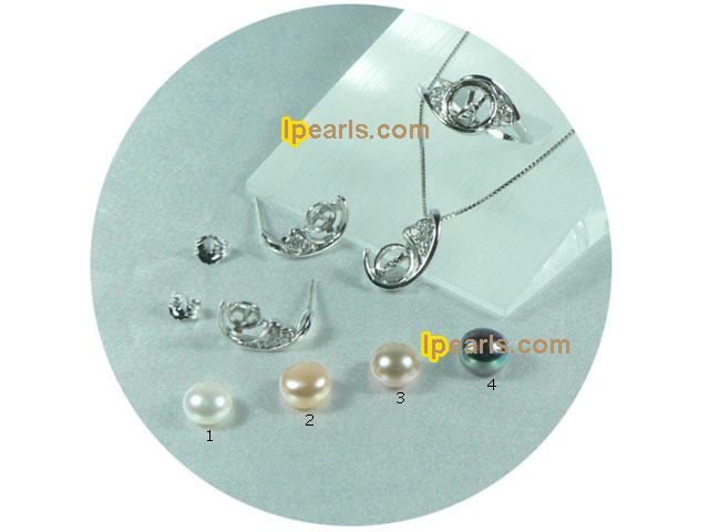 elegant bread pearl with sterling pendant earrings and rings