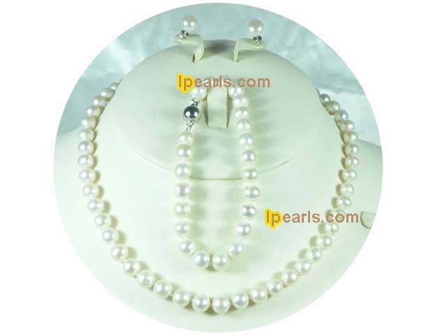 7-8mm white freshwater cultured pearl jewelry set