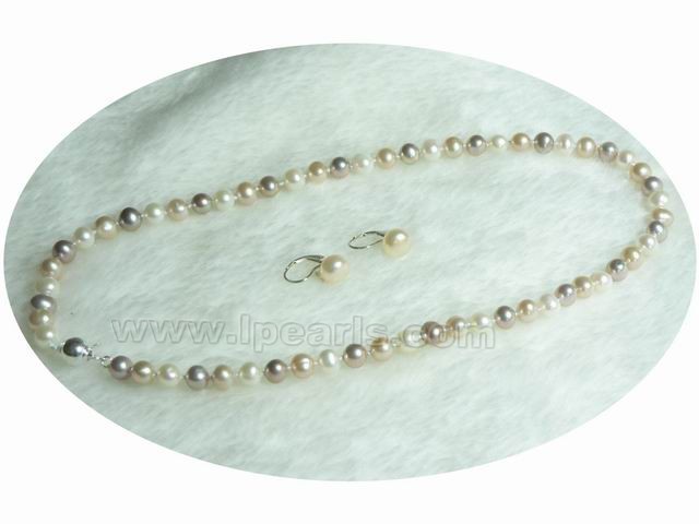 bright 7-8mm multicolor potato freshwater pearl jewelry sets