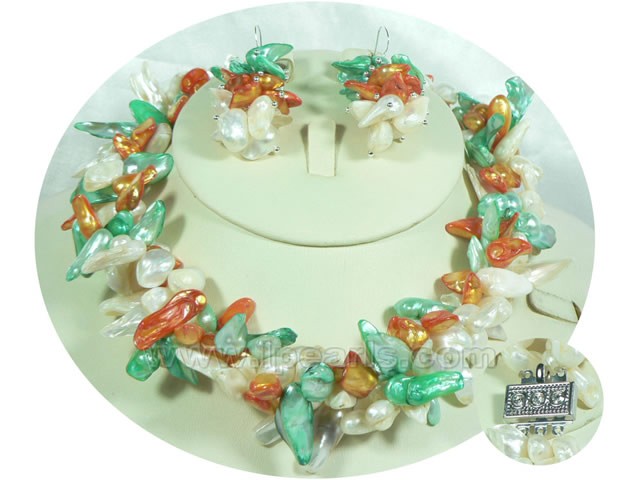 multicolor blister pearl jewelry sets of necklace and earrings