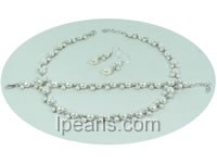 fashion white freshwater pearl sterling silver tray jewelry sets