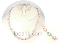 8*11mm quartz and 6-7mm pink freshwater pearl jewelry sets
