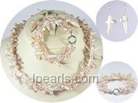 20*30mm pink cross shape keishi freshwater pearl sets