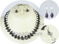 wholesale 6-7mm white potato pearl sets with crystal