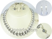 6-7mm white potato pearl sets with crystal