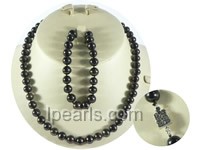 wholesale 8-9mm black round freshwater pearl necklace and bracel