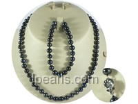 wholesale 7-8mm black round freshwater pearl necklace and bracel