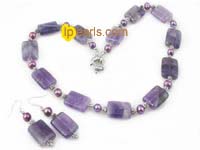 amethyst and cultured pearl necklace jewelry set