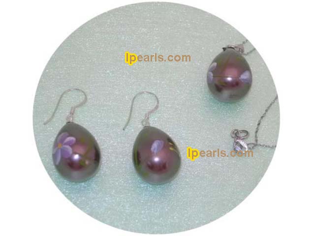 wholesale 15*20mm shell pearl set with sterling silver fittings