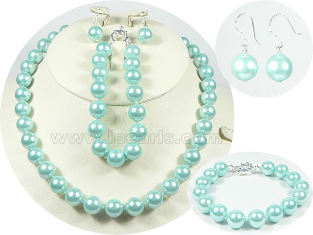 10mm sky blue shell pearl set