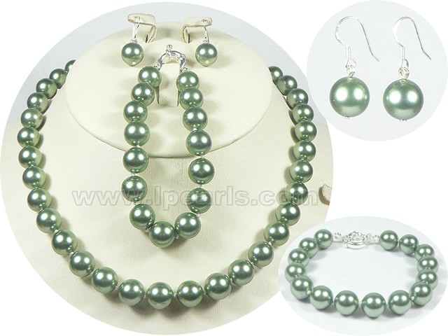 10mm sea green shell pearl set
