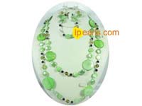 green coin shell jewelry necklace bracelet and earrings set