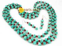 square green turquoise and red coral set on wholesale