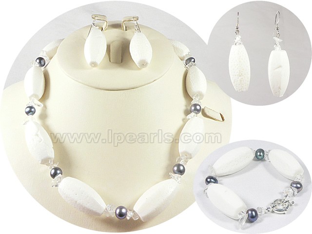 12*30mm white faceted turquoise jewelry sets with crystal