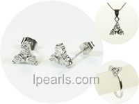 triangle sterling silver rhodium plated set