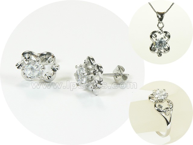 star shape rhodium plated sterling silver set