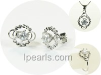 hollow rhodium plated sterling silver set