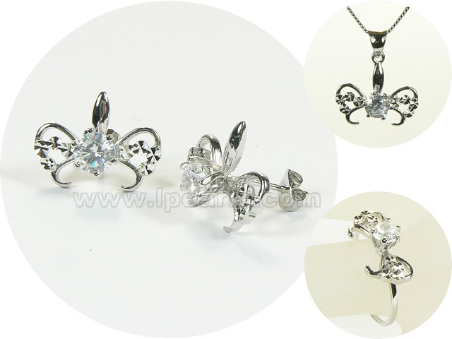 scorpion shape rhodium plated sterling silver set