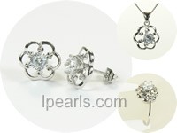 flower shape sterling silver rhodium plated set wholesale