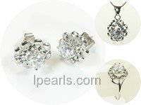 wholesale flower shape sterling silver rhodium plated set
