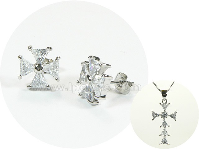 windmill shape sterling silver rhodium plated set