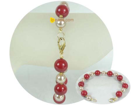 red shell pearls jewelry bracelet