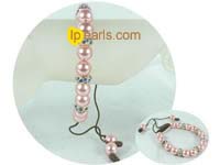 pink shell pearls adjustable knitted bracelet