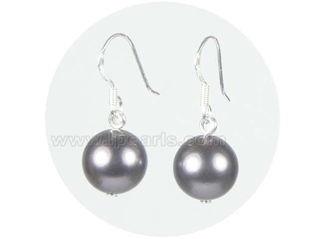 10mm dark olive shell pearl earrings
