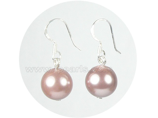 10mm purple shell pearl earrings