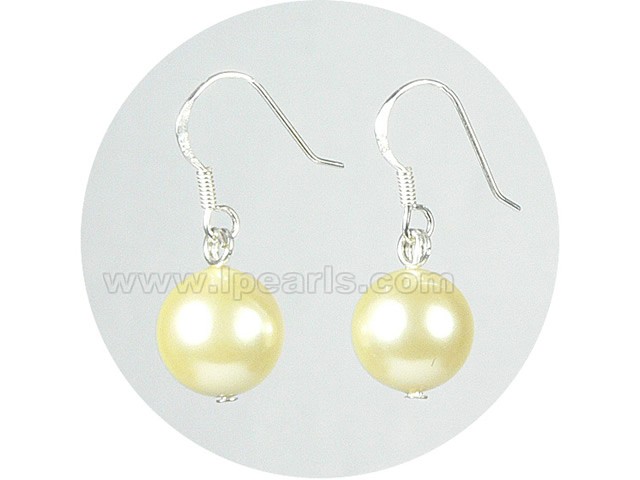 10mm light goldenrod yellow shell pearl earrings