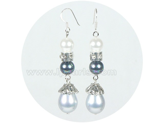8mm and 12*16mm shell pearl earrings