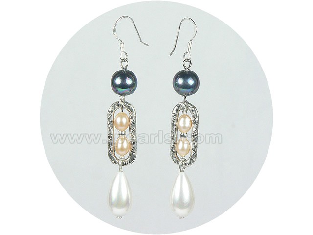 8mm and 8*15mm shell pearl earrings