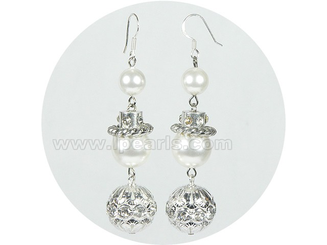 8mm and 12mm white shell pearl earrings