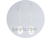 wholesale 9*14mm white teardrop shell pearl dangle earrings