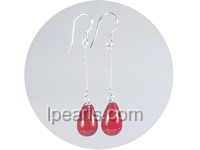 wholesale 8*12mm red teardrop shell pearl dangle earrings