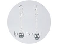 wholesale 6*8mm black teardrop shell pearl dangle earrings