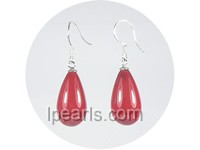wholesale 10*18mm red teardrop shell pearl dangle earrings
