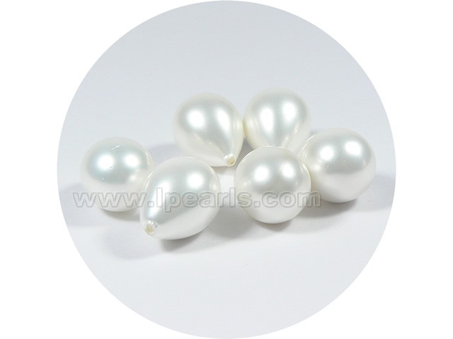 5PCS 14*20mm white tear-drop shell pearl beads