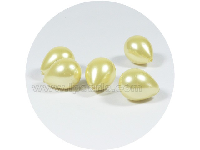 5PCS 14*20mm yellow tear-drop shell pearl beads