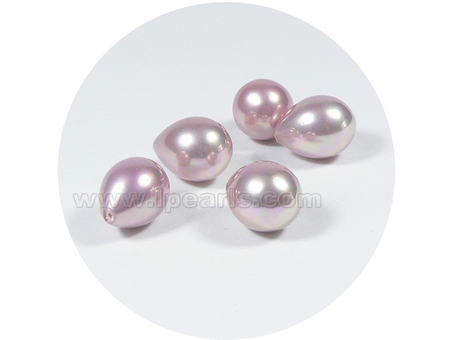 5PCS 12*16mm purple tear-drop shell pearl beads