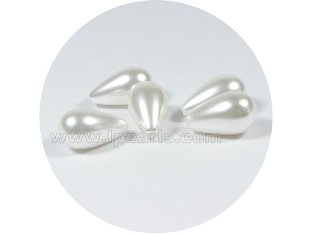 5PCS 10*18mm white tear-drop shell pearl beads