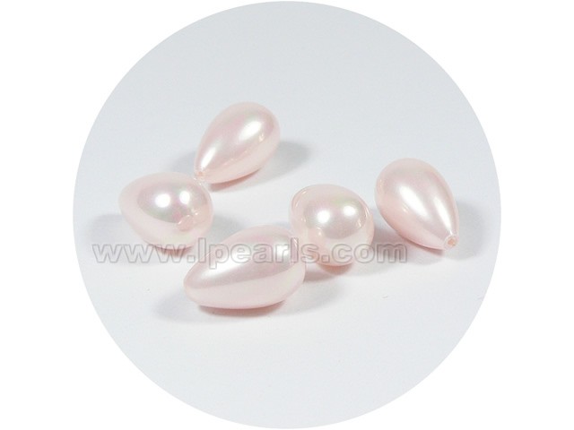 5PCS 10*18mm light pink tear-drop shell pearl beads