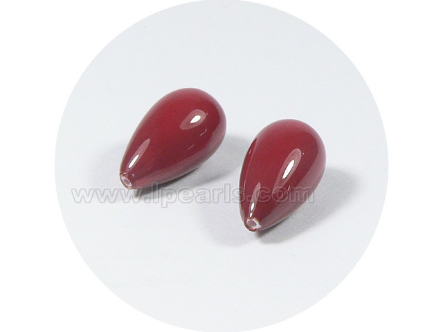 5PCS 10*18mm red tear-drop shell pearl beads