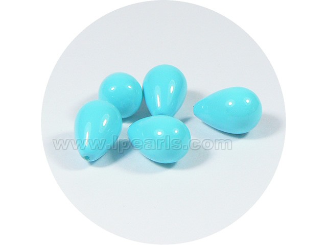 5PCS 10*15mm blue tear-drop shell pearl beads