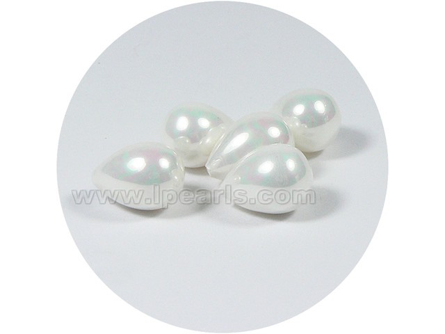 5PCS 10*14mm white tear-drop shell pearl beads