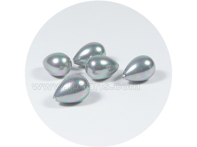 5PCS 10*14mm gray tear-drop rainbow shell pearl beads
