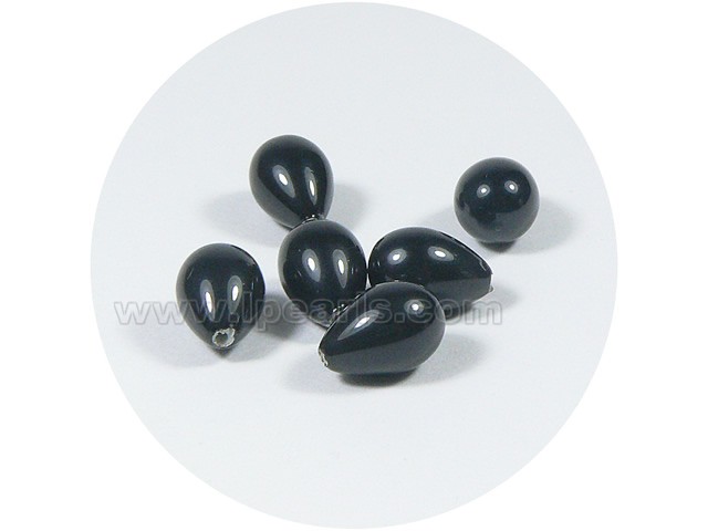 5PCS 8*12mm black tear-drop shell pearl beads