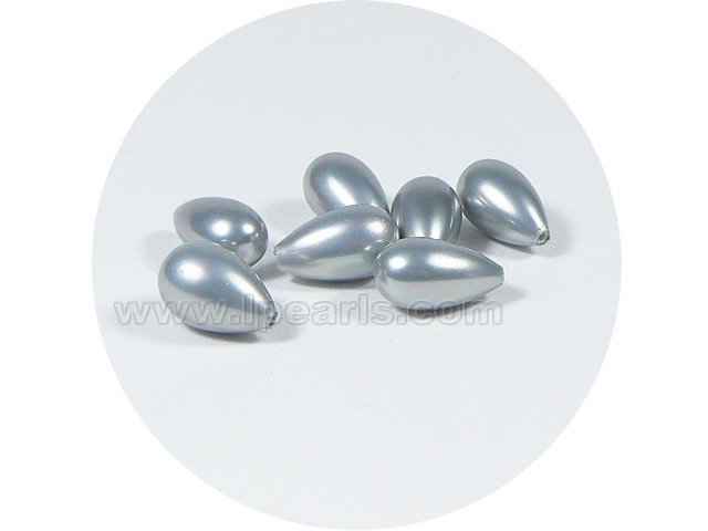 5PCS 8*12mm gray tear-drop shell pearl beads